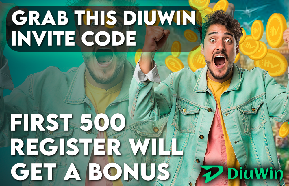 an image of a man excited to register to diuwin with invite code bonus for the first 500 registered user